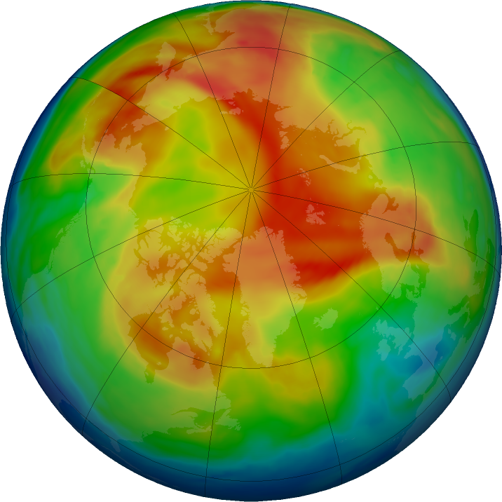 Arctic ozone map for 15 January 2019